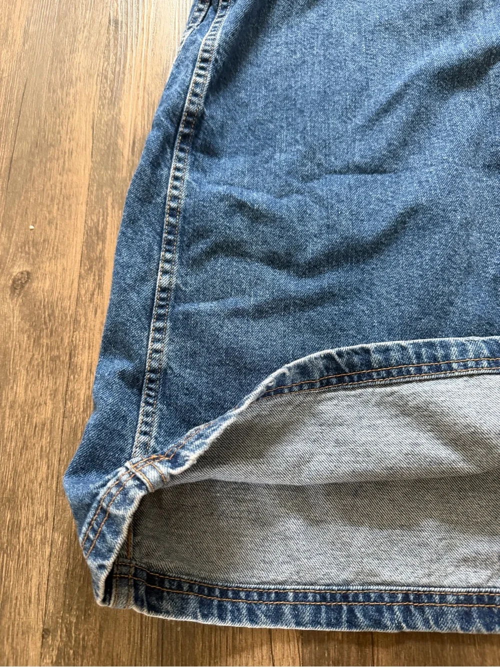 Free People Overall Smock Denim Dark Wash Distressed Mini Short Dress Casual M